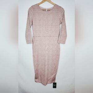 HALARA SMALL NWT LIGHT PINK PLAID HOUNDSTOOTH DRESS